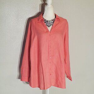 COLDWATER CREEK COLOR PINK LONG SLEEVE LINEN SIZE 20/22(3X)